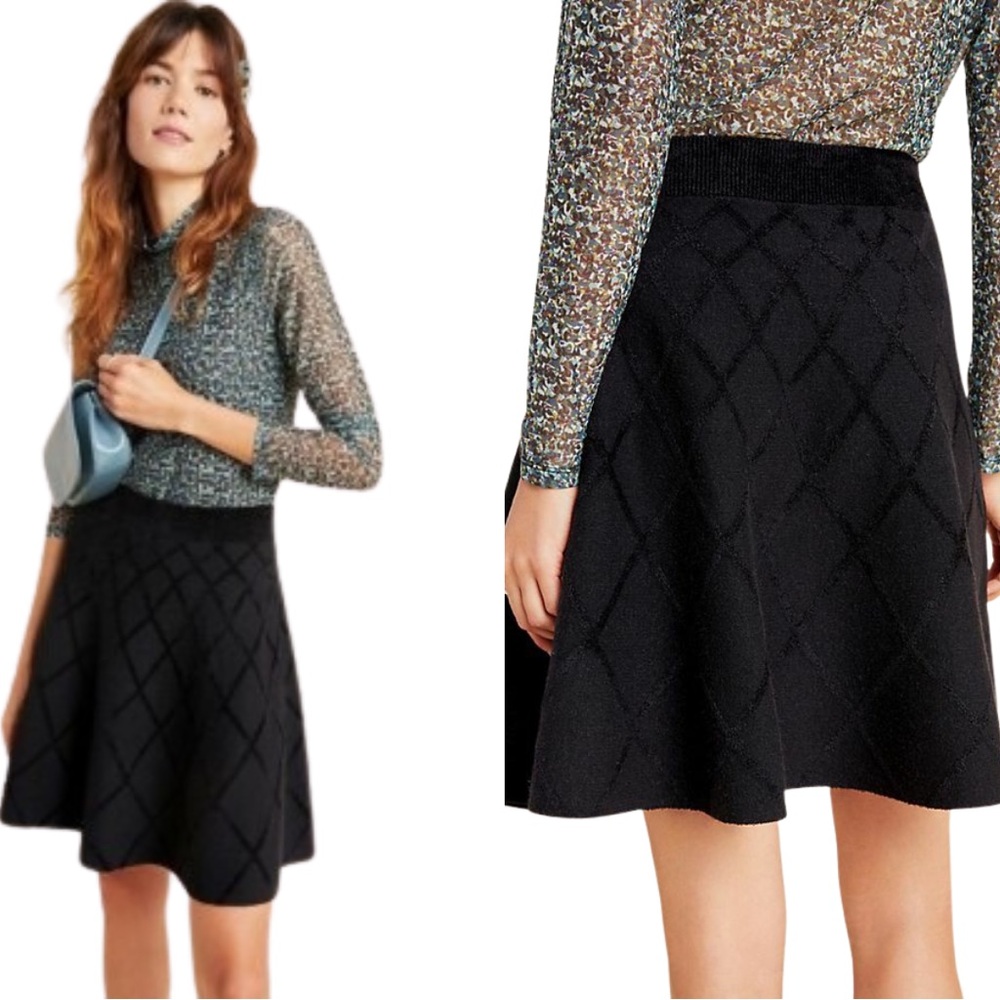 Anthropologie Maeve Kristina Chenille Mini Skirt Size Small Black